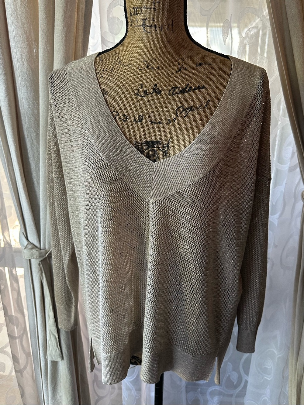 White House Black Market Metallic Mesh Sweater - Picture 4 of 12